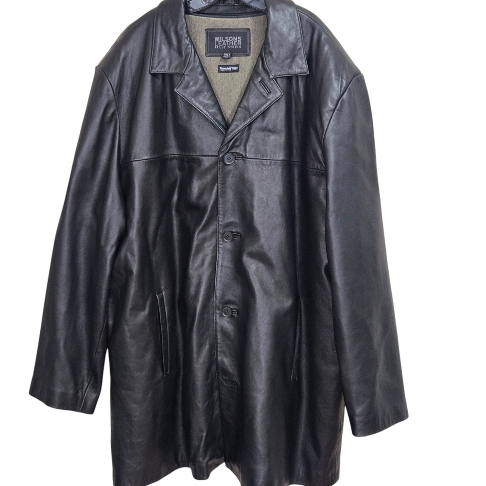 Wilsons Leather Jacket Mens 3XLT Black Thinsulate Insulated Coat removable liner